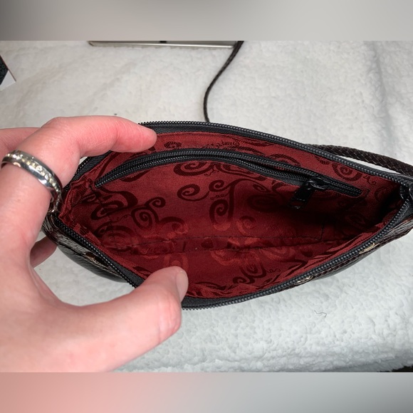 EUC! Brighton - Leather Mini Croc Brown & Black Leather Crossbody - Picture 8 of 11